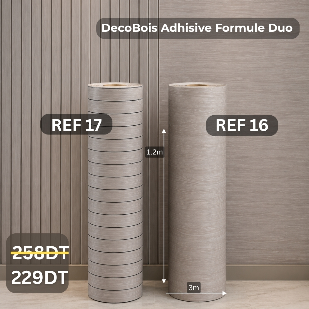 Pack duo:rouleaux effet bois ref16 + rouleaux Chipboard ref17 épaisseur 3mm