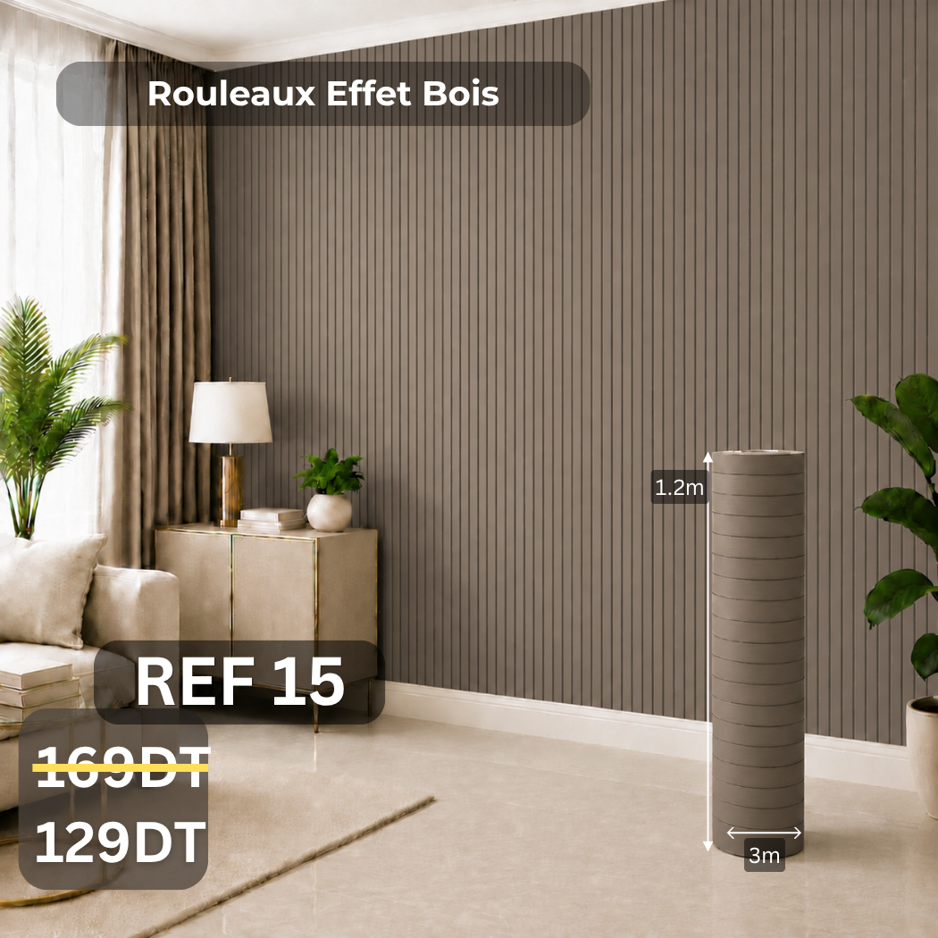 Rouleaux adhésive effet Bois 3m/1.20m ref15 épaisseur 3mm