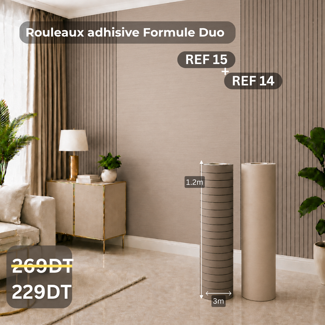 Pack duo:rouleaux effet bois ref14+ rouleaux Chipboard ref15 épaisseur 3mm