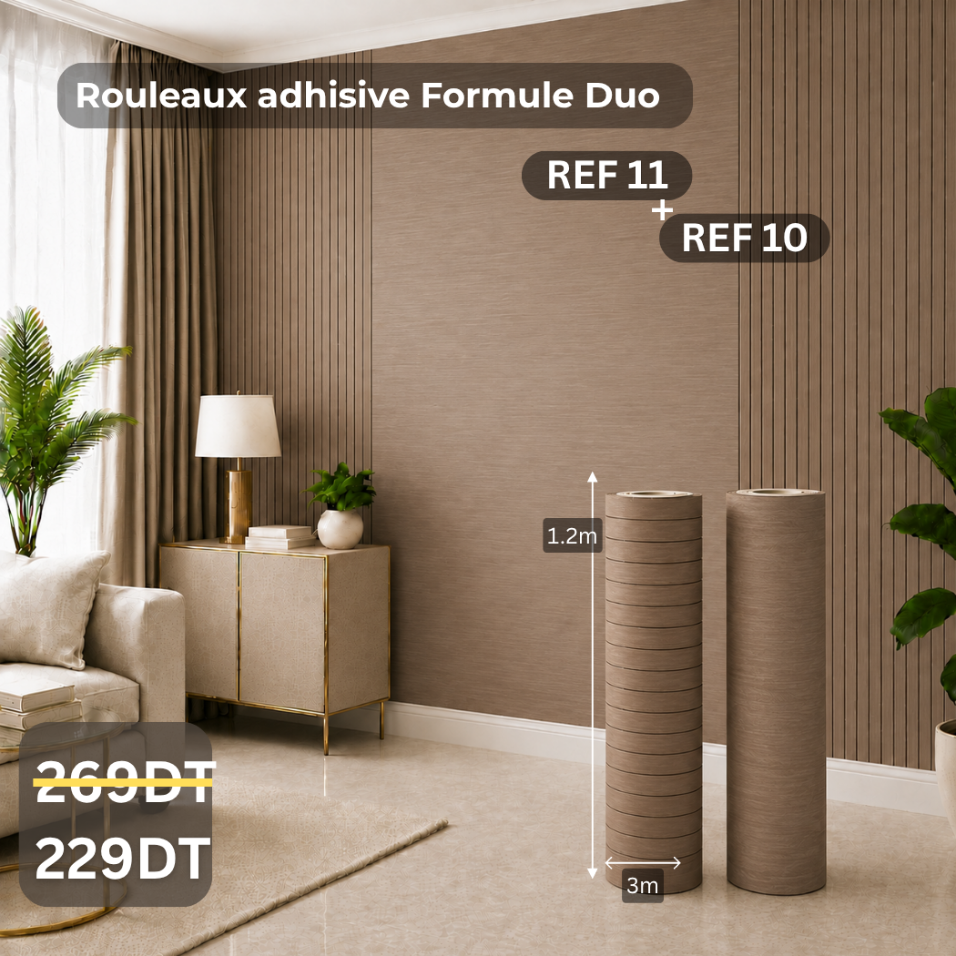 Pack duo:rouleaux effet bois ref10+ rouleaux Chipboard ref11 épaisseur 3mm