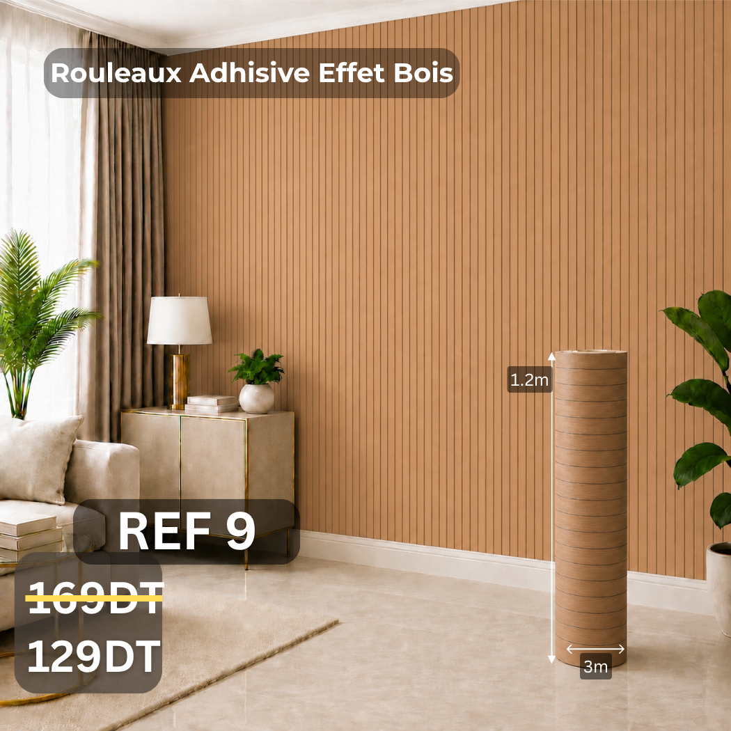 Rouleaux adhésive effet Bois 3m/1.20m ref 9 épaisseur 3mm