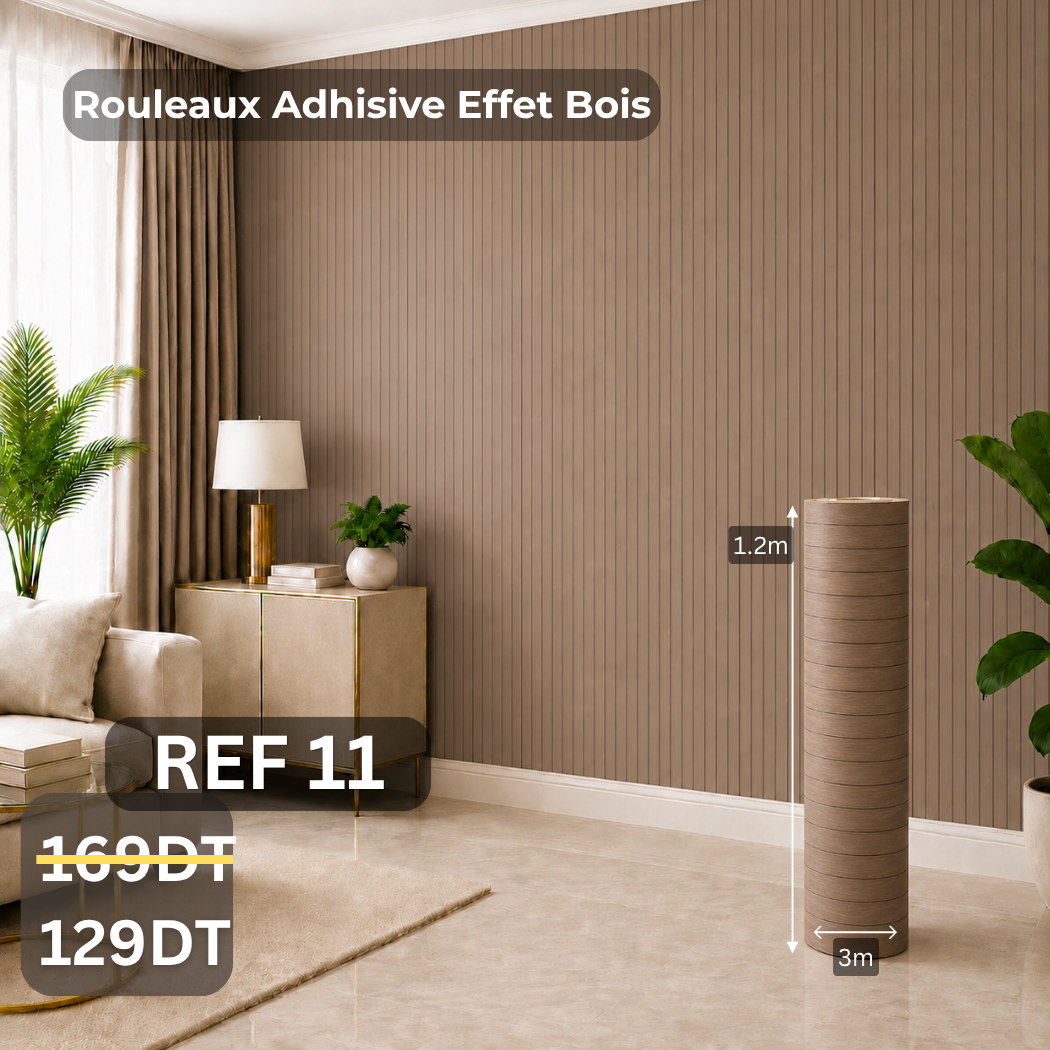 Rouleaux adhésive effet Bois 3m/1.20m ref11 épaisseur 3mm