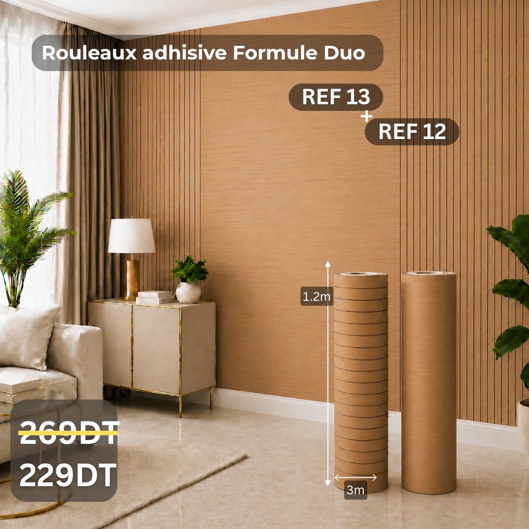 Pack duo:rouleaux effet bois ref12+ rouleaux Chipboard ref13 épaisseur 3mm